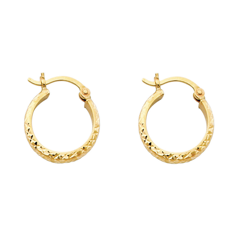 14K Yellow Gold Basic & Fancy Hoop Earring - ER74