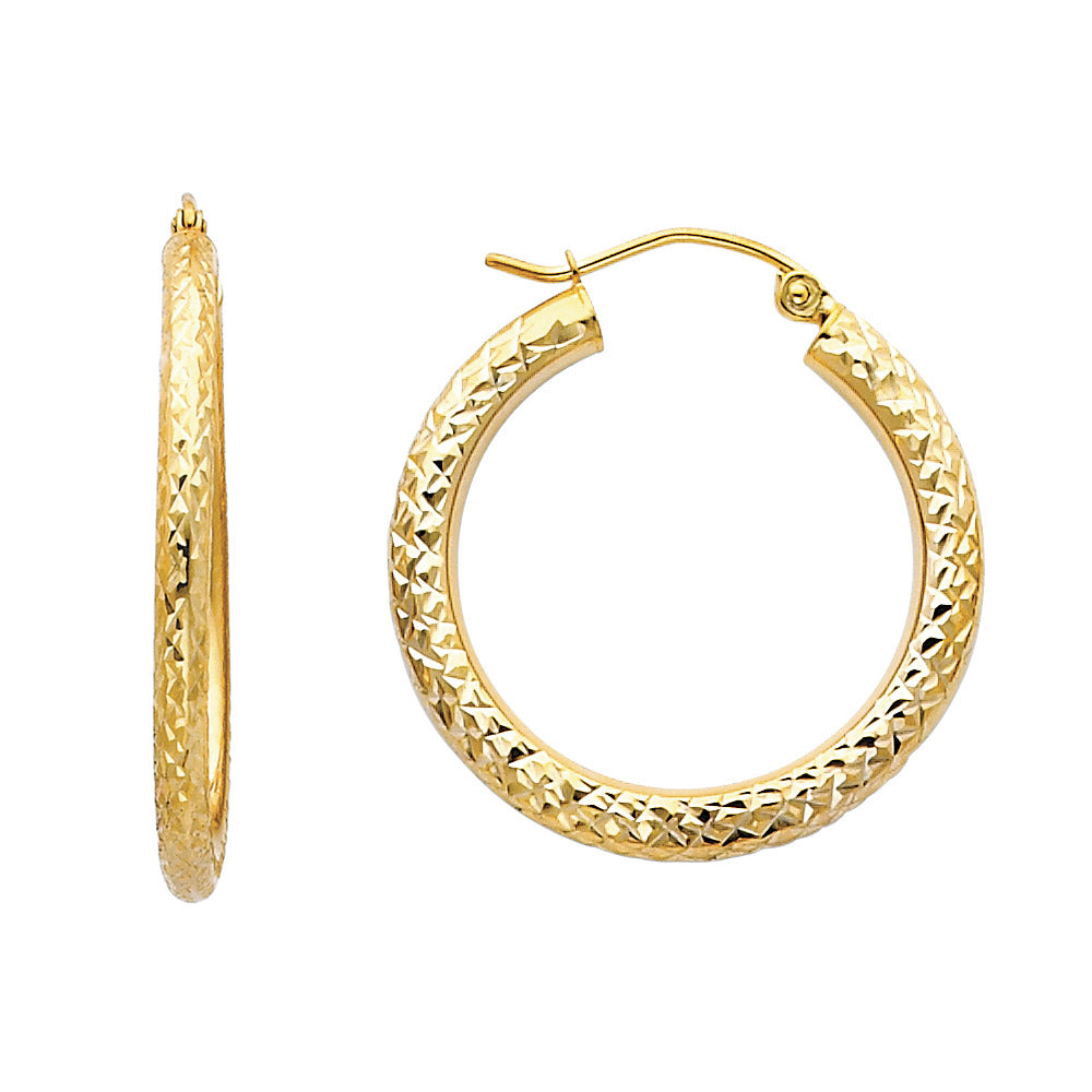 14K Yellow Gold Basic & Fancy Hoop Earring - ER79