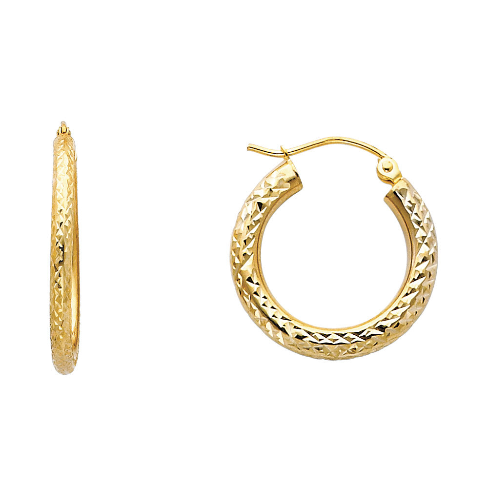 14K Yellow Gold Basic & Fancy Hoop Earring - ER80