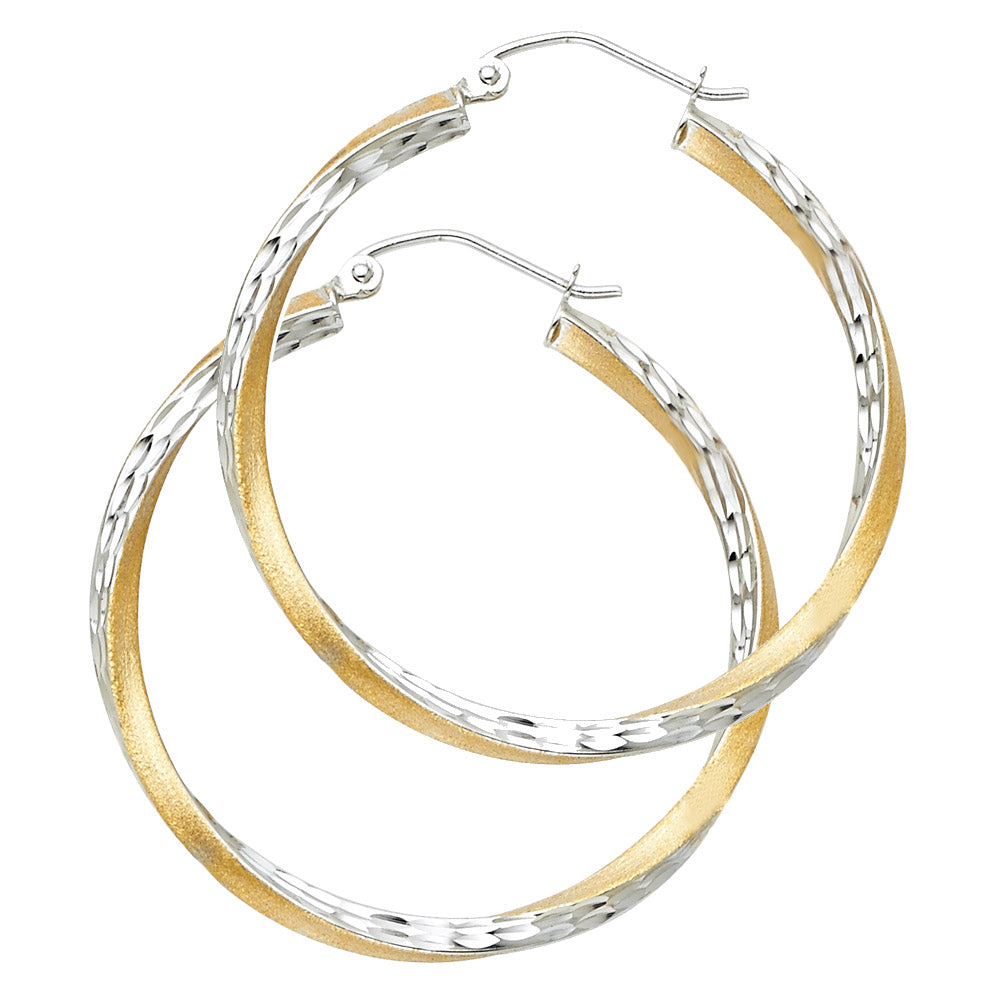 14K Yellow Gold Basic & Fancy Hoop Earring - ER90