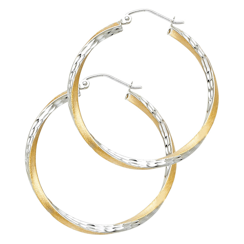 14K Yellow Gold Basic & Fancy Hoop Earring - ER91