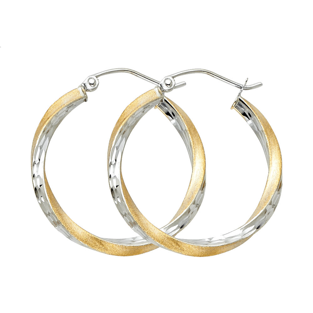 14K Yellow Gold Basic & Fancy Hoop Earring - ER92