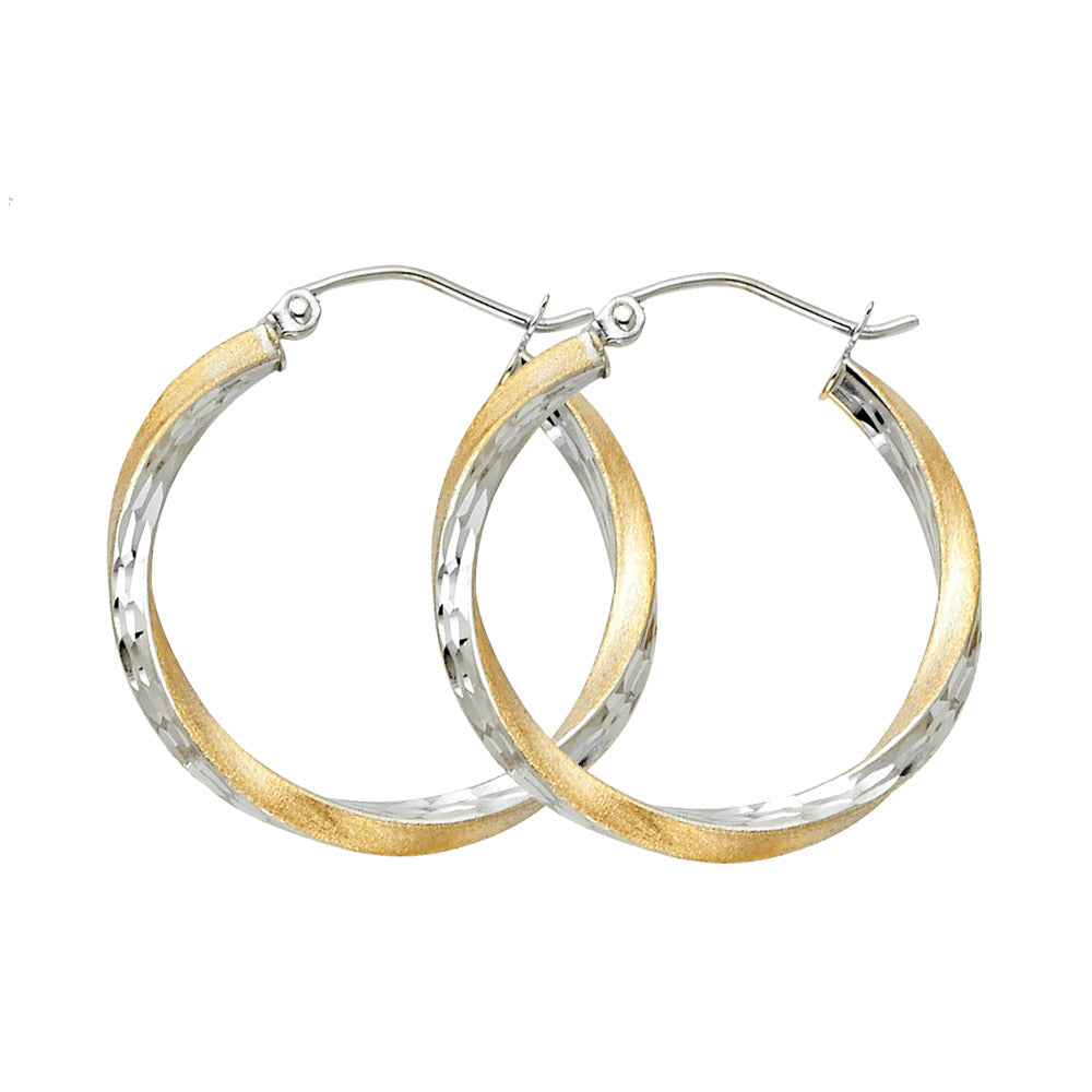 14K Yellow Gold Basic & Fancy Hoop Earring - ER93