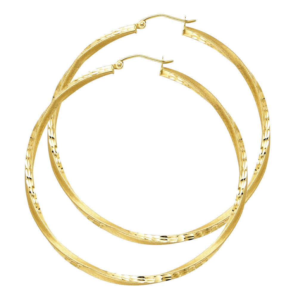 14K Yellow Gold Basic & Fancy Hoop Earring - ER94