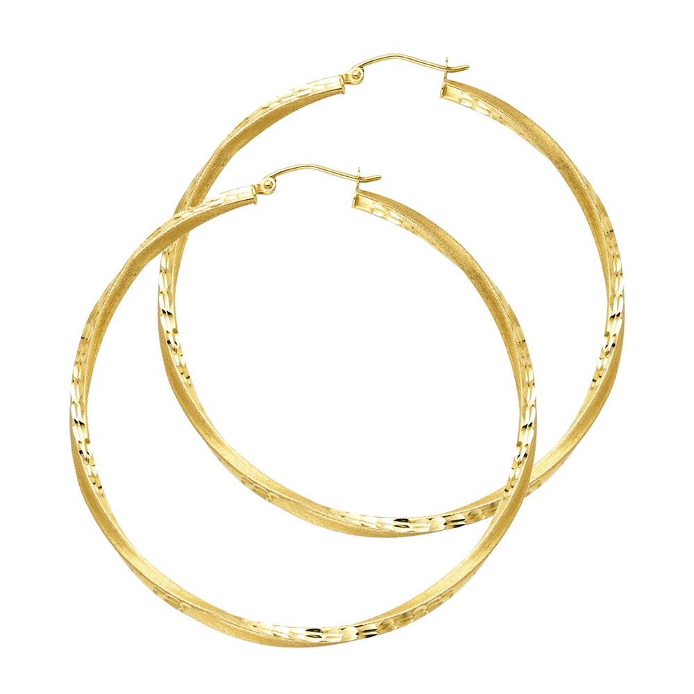 14K Yellow Gold Basic & Fancy Hoop Earring - ER95