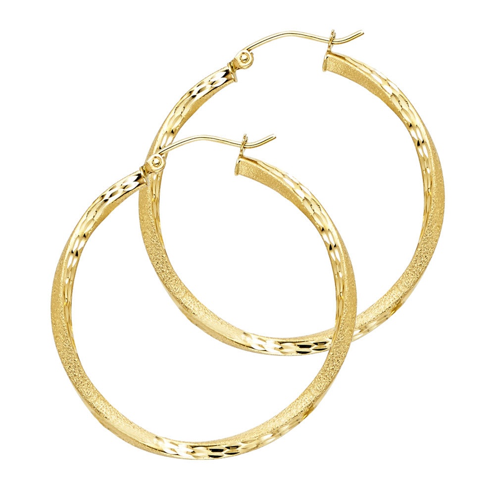14K Yellow Gold Basic & Fancy Hoop Earring - ER97