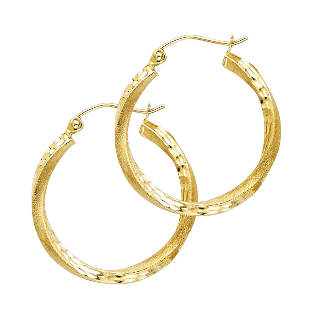 14K Yellow Gold Basic & Fancy Hoop Earring - ER99