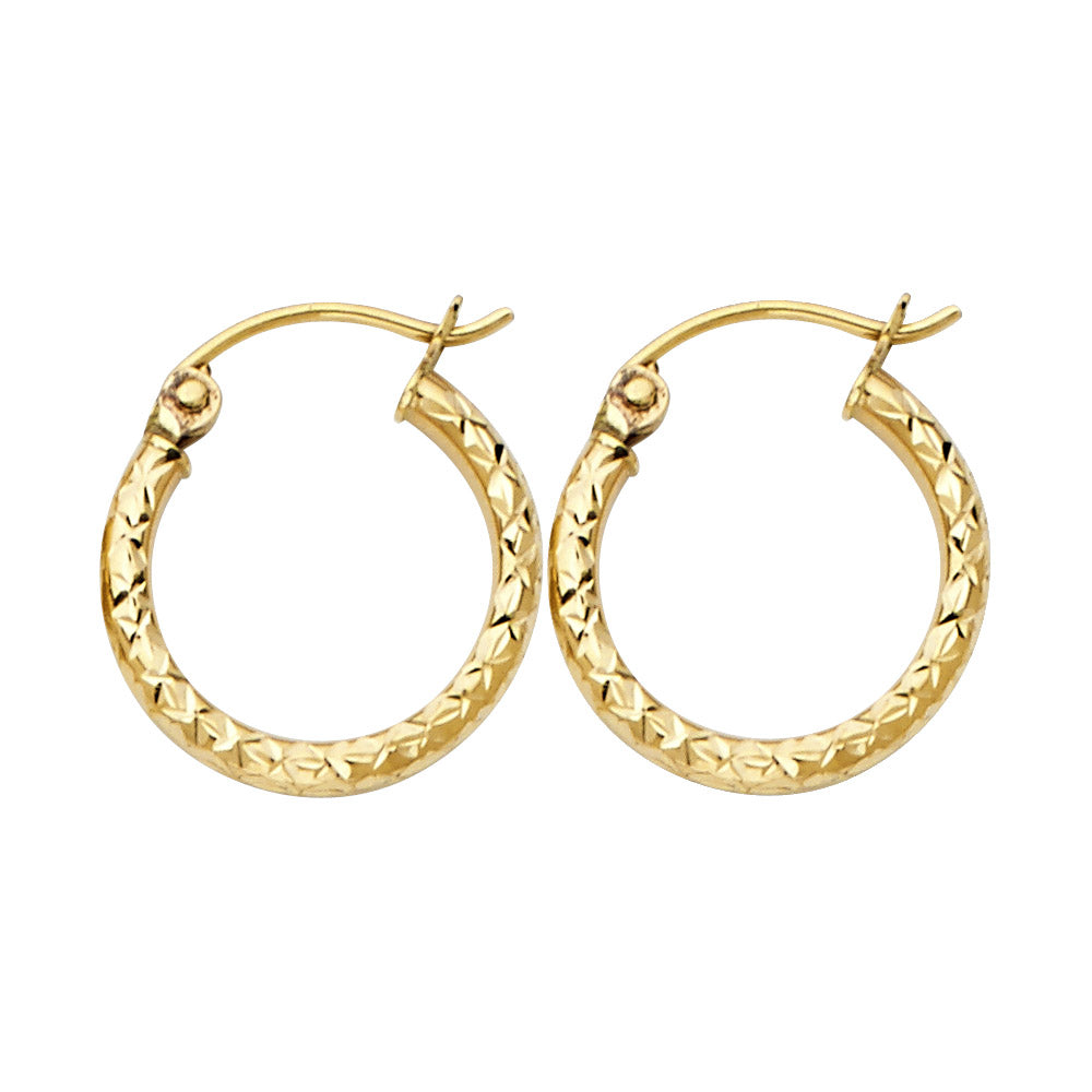 14K Yellow Gold Basic & Fancy Hoop Earring - ER110