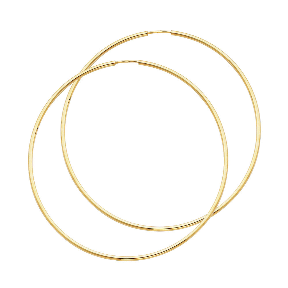 14K Yellow Gold Basic & Fancy Hoop Earring 2mm - ER117