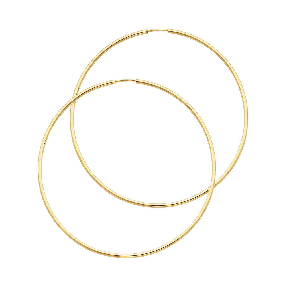 14K Yellow Gold Basic & Fancy Hoop Earring 2mm - ER118