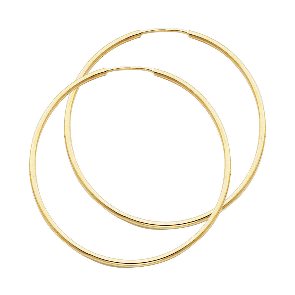 14K Yellow Gold Basic & Fancy Hoop Earring 2mm - ER119
