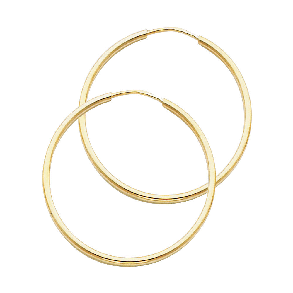 14K Yellow Gold Basic & Fancy Hoop Earring - ER120