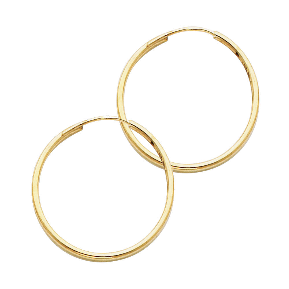 14K Yellow Gold Basic & Fancy Hoop Earring - ER121