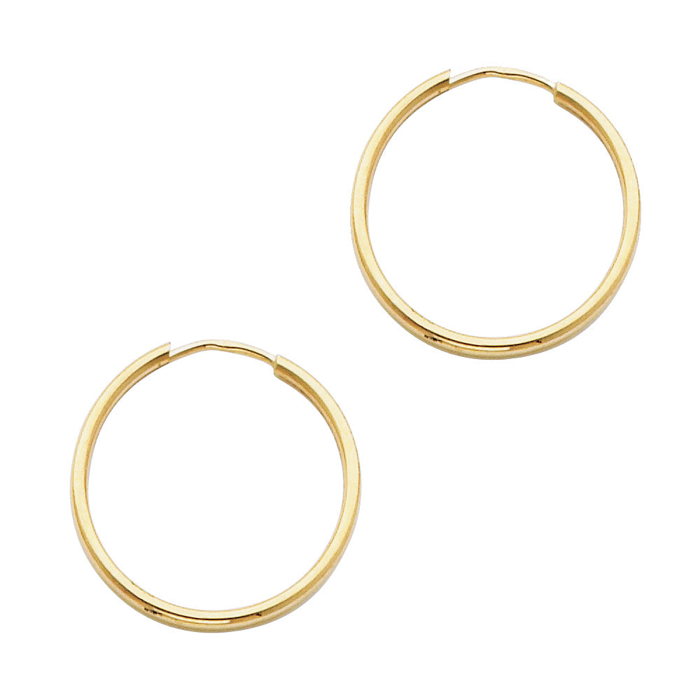 14K Yellow Gold Basic & Fancy Hoop Earring - ER122