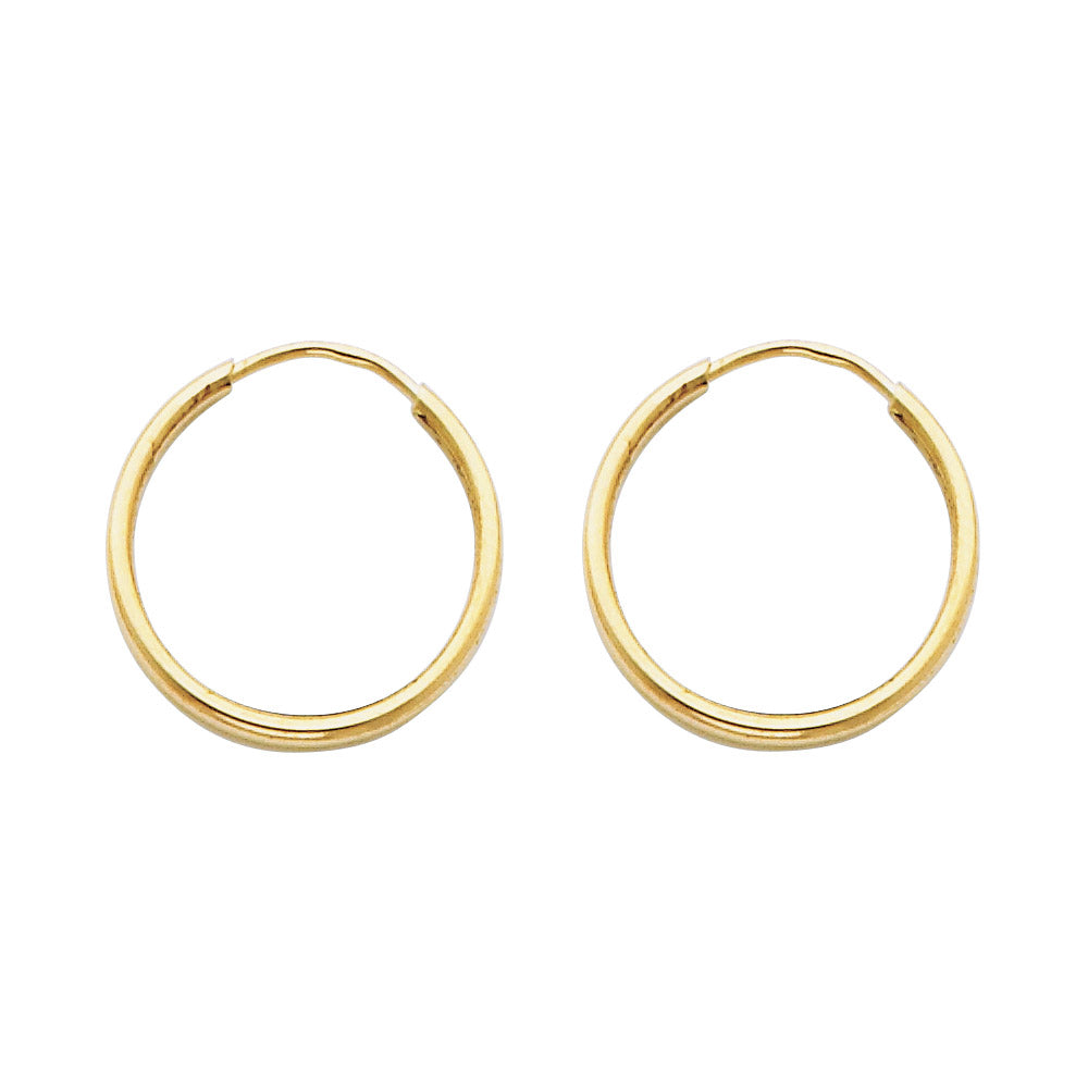 14K Yellow Gold Basic & Fancy Hoop Earring - ER123