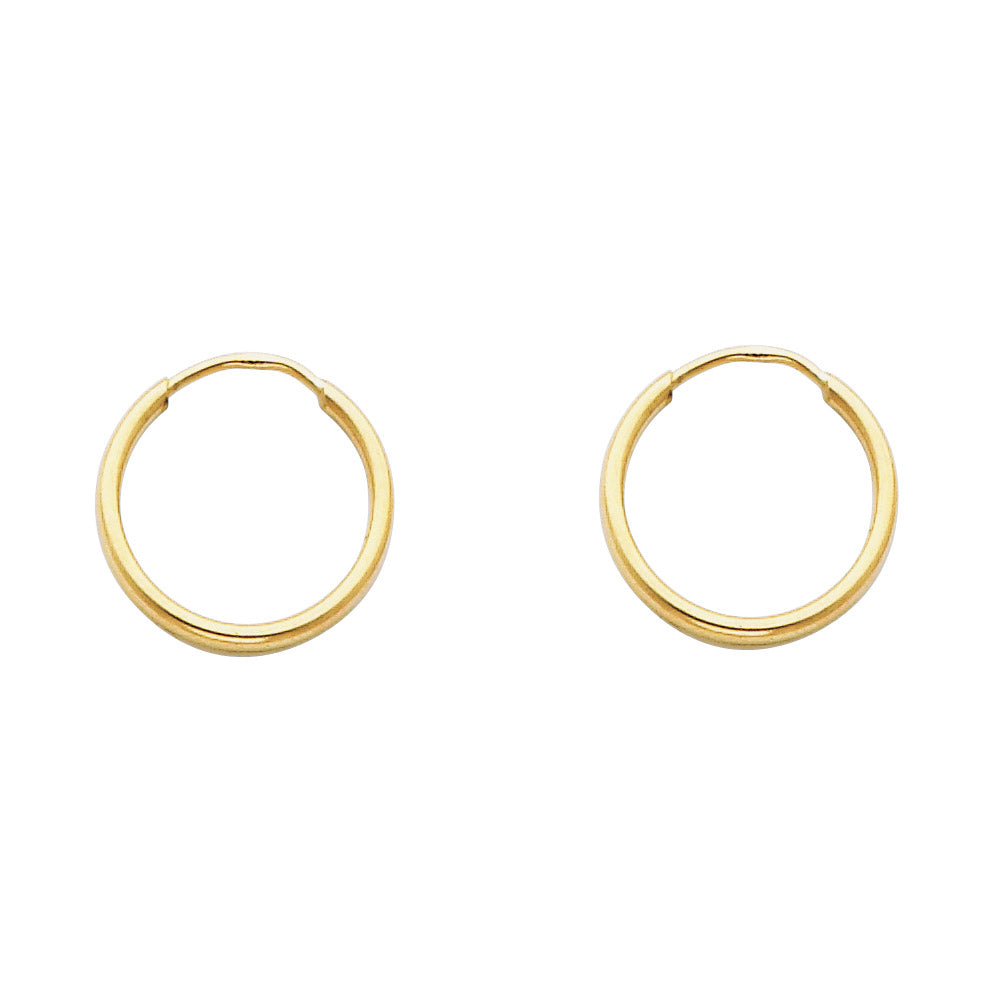 14K Yellow Gold Basic & Fancy Hoop Earring - ER124
