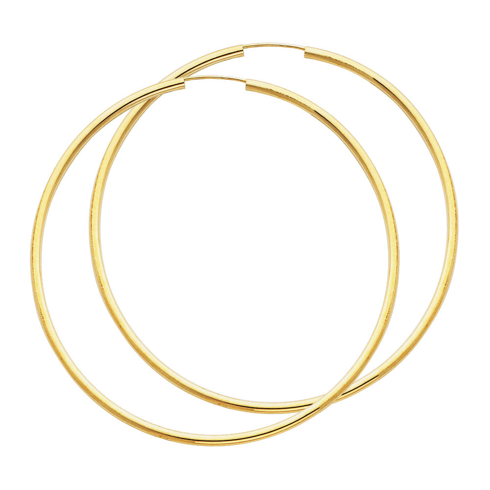 14K Yellow Gold Basic & Fancy Hoop Earring 2mm - ER125