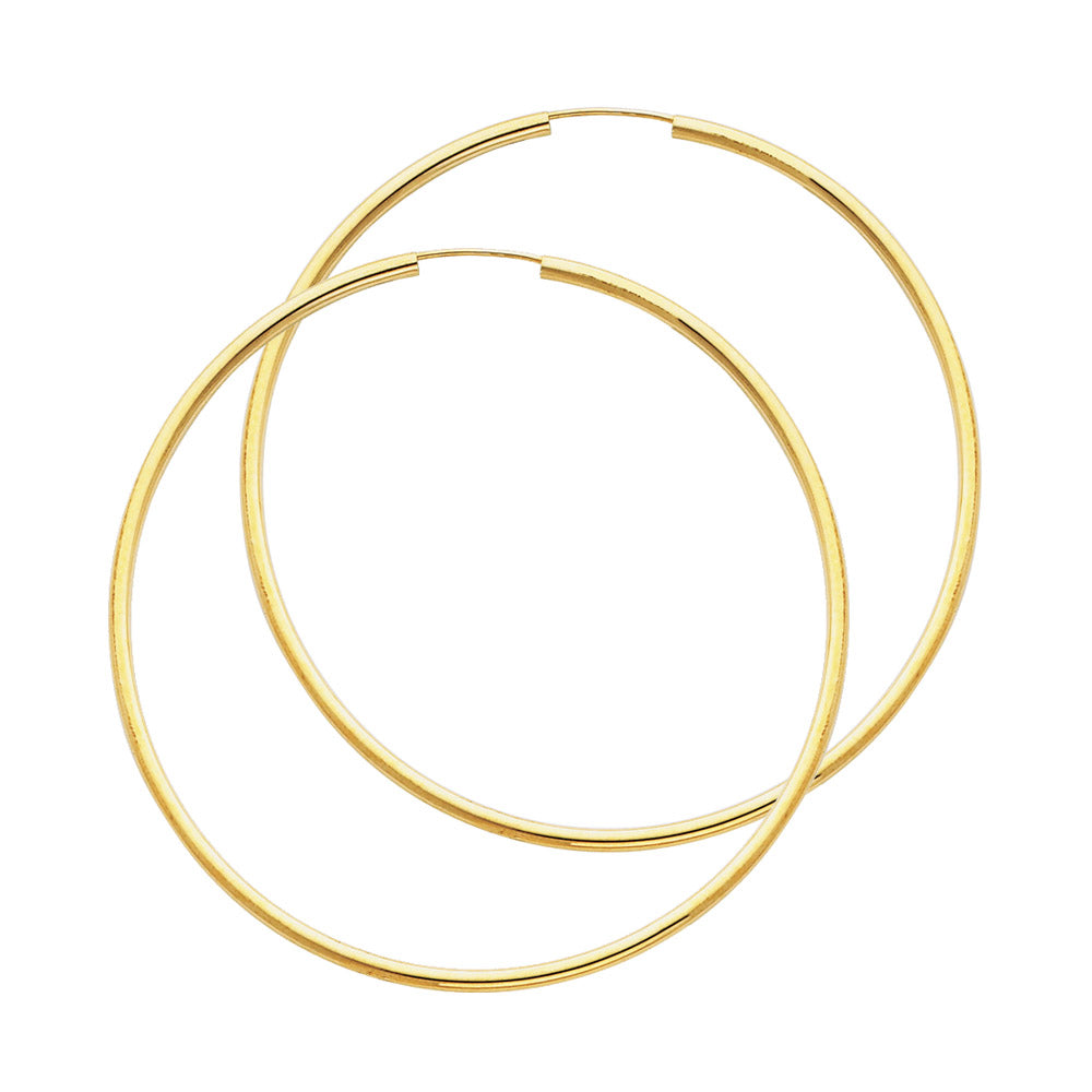 14K Yellow Gold Basic & Fancy Hoop Earring 2mm - ER126