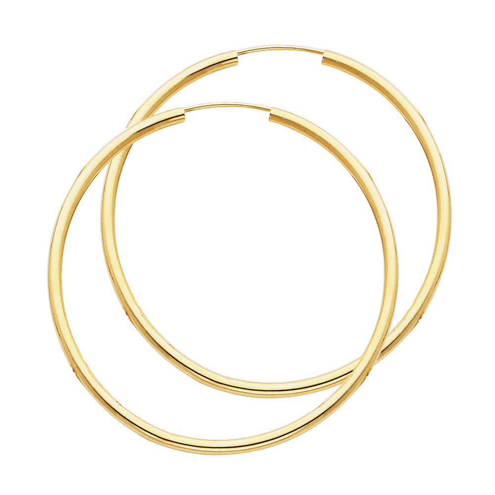 14K Yellow Gold Basic & Fancy Hoop Earring 2mm - ER127