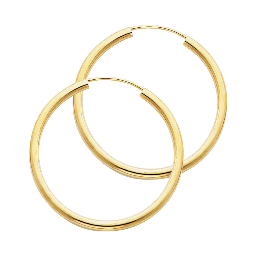 14K Yellow Gold Basic & Fancy Hoop Earring - ER129