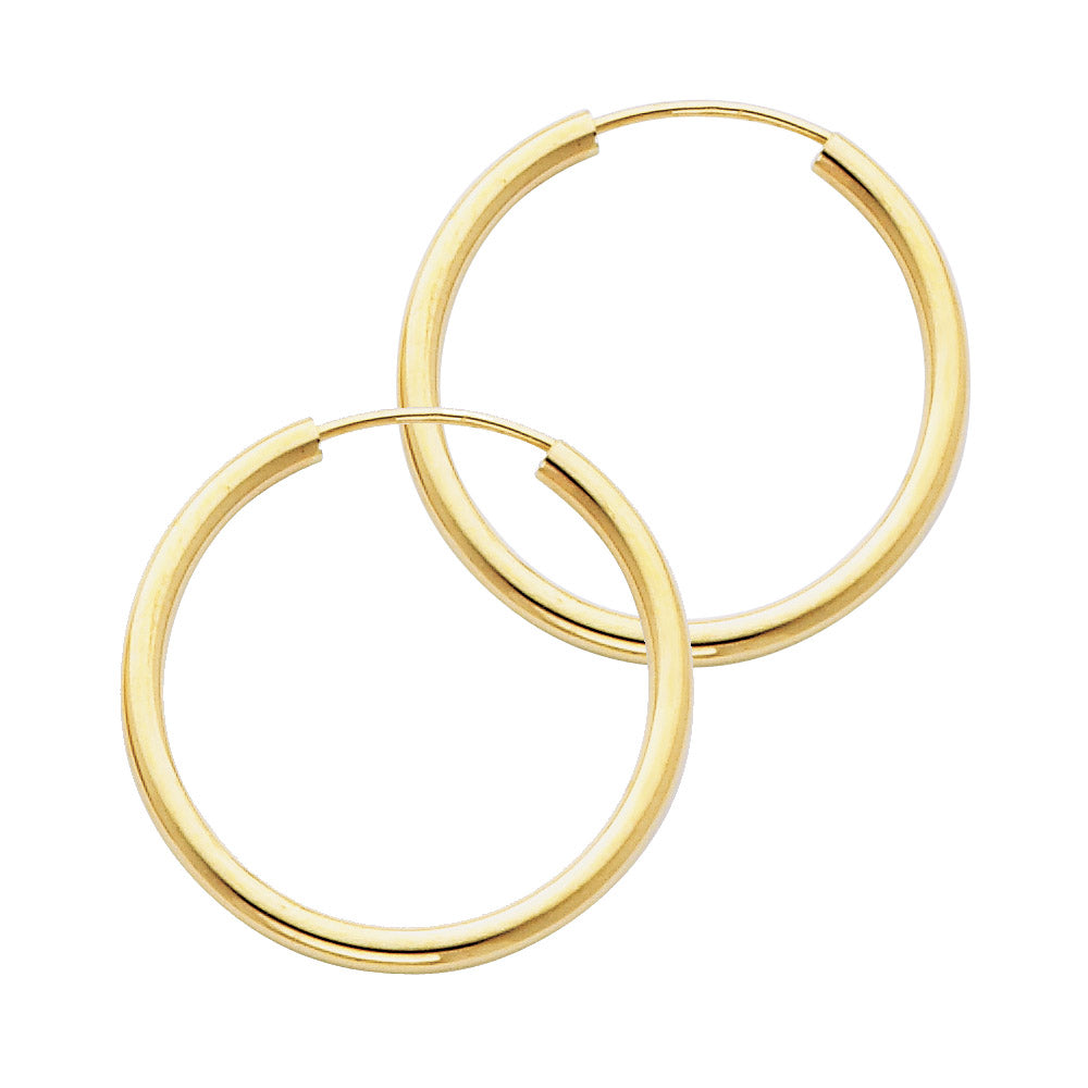 14K Yellow Gold Basic & Fancy Hoop Earring - ER130