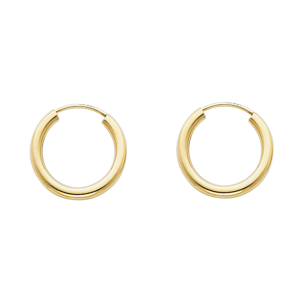 14K Yellow Gold Basic & Fancy Hoop Earring - ER133