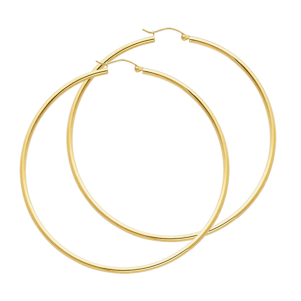 14K Yellow Gold Basic & Fancy Hoop Earring - ER134