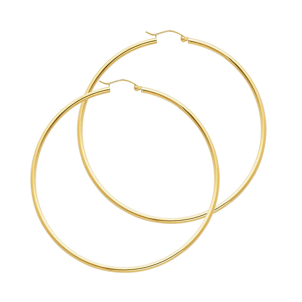 14K Yellow Gold Basic & Fancy Hoop Earring - ER135