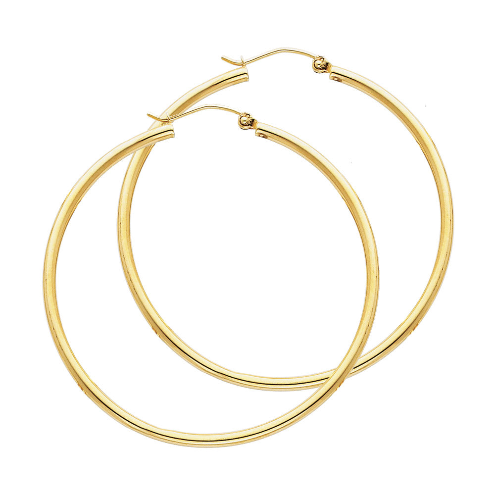 14K Yellow Gold Basic & Fancy Hoop Earring - ER136