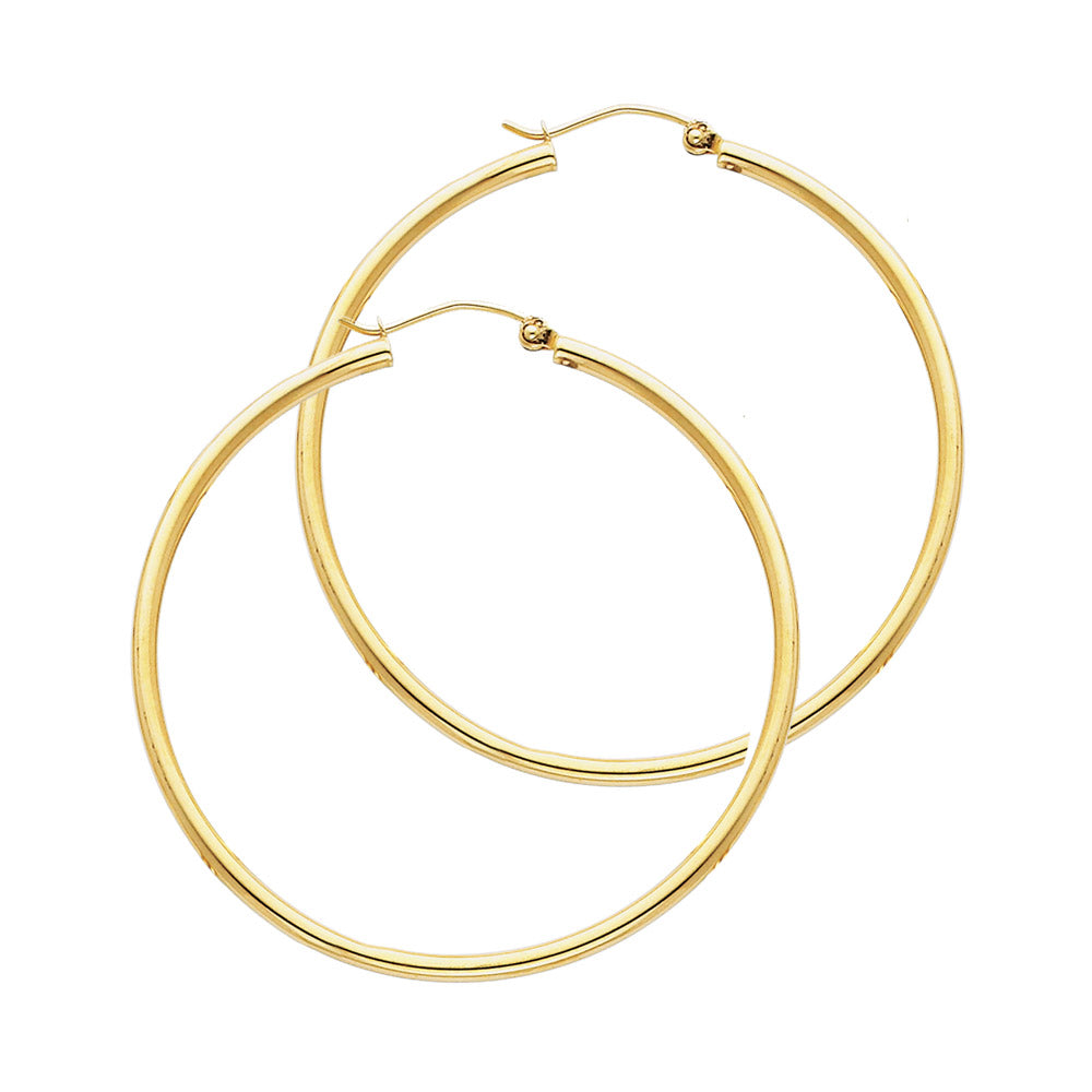 14K Yellow Gold Basic & Fancy Hoop Earring - ER137