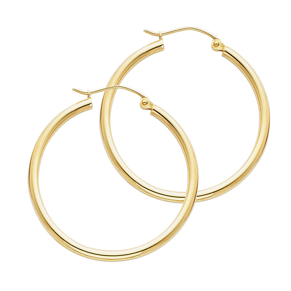 14K Yellow Gold Basic & Fancy Hoop Earring - ER138