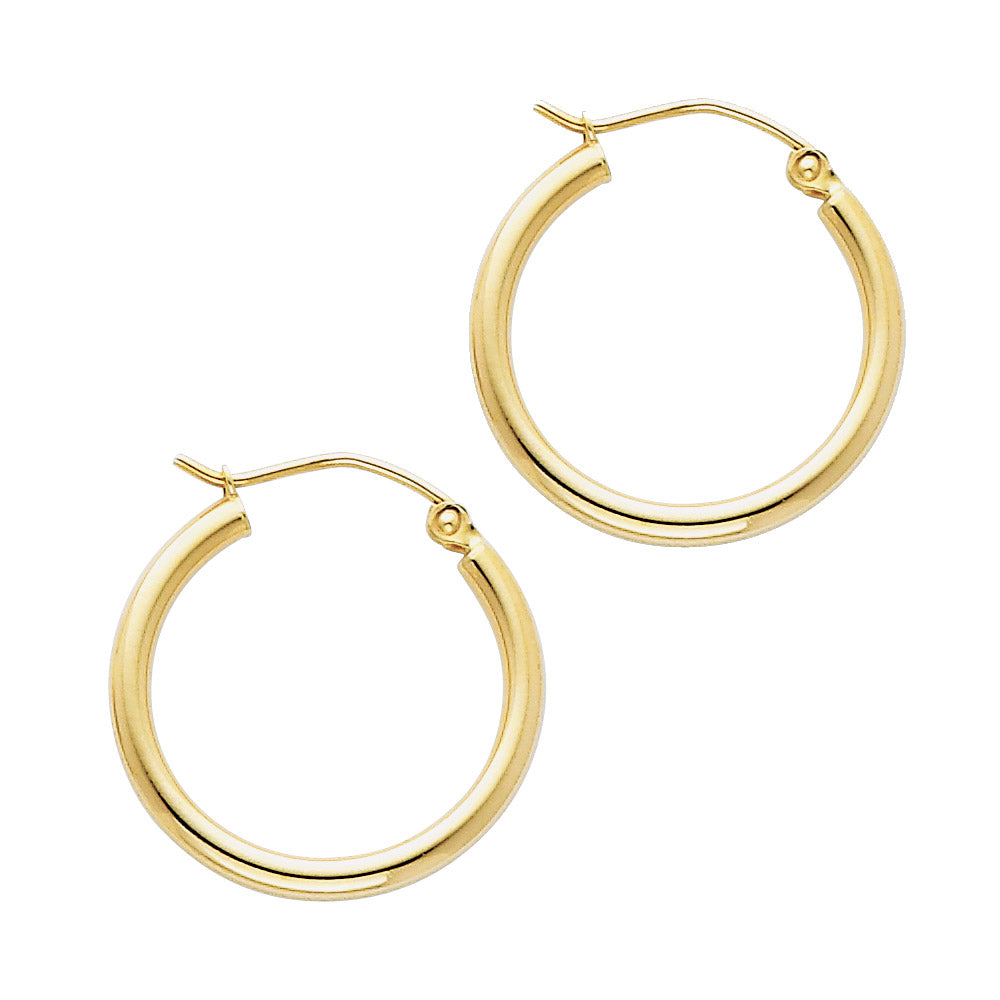 14K Yellow Gold Basic & Fancy Hoop Earring - ER140