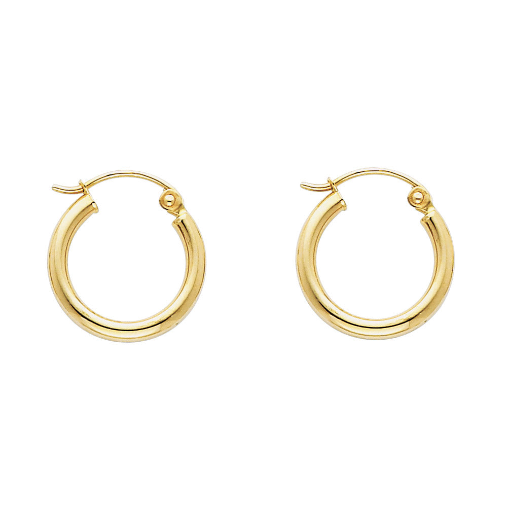 14K Yellow Gold Basic & Fancy Hoop Earring - ER142