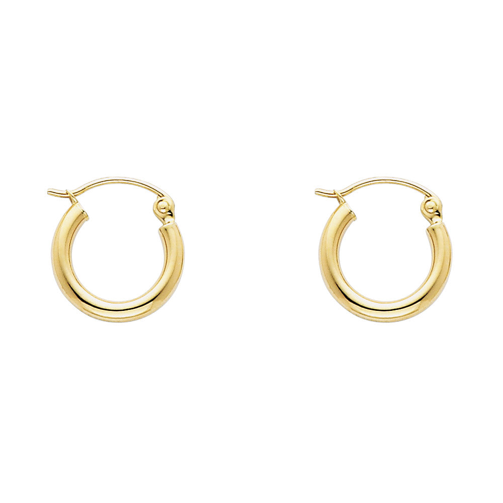 14K Yellow Gold Basic & Fancy Hoop Earring - ER143