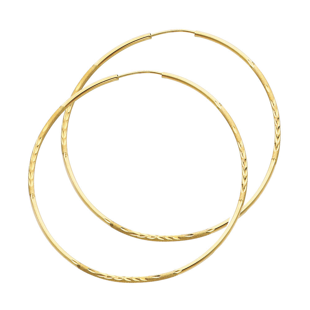 14K Yellow Gold Basic & Fancy Hoop Earring 2mm - ER144