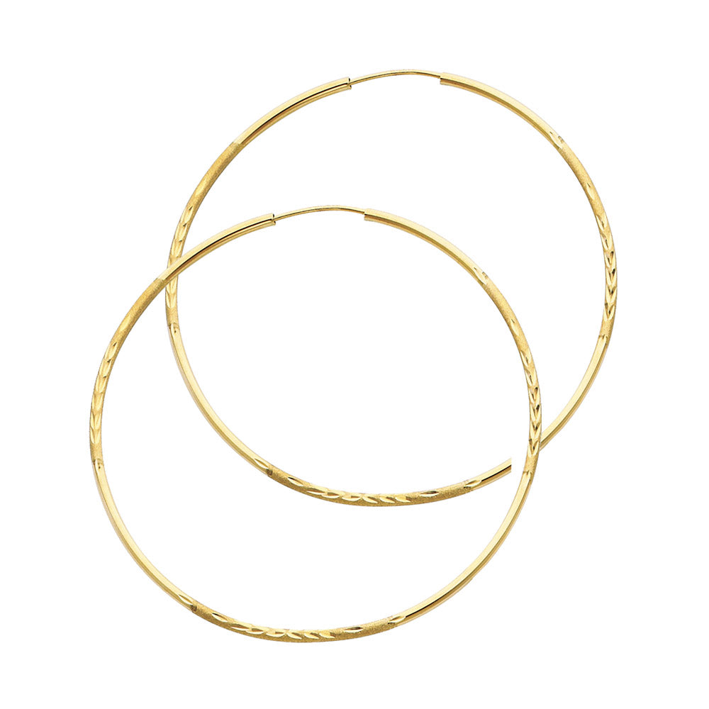 14K Yellow Gold Basic & Fancy Hoop Earring 2mm - ER145