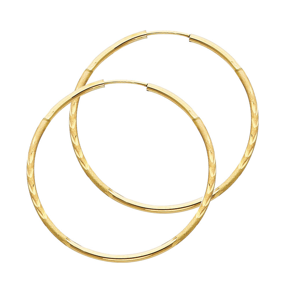 14K Yellow Gold Basic & Fancy Hoop Earring - ER146