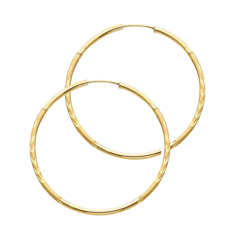14K Yellow Gold Basic & Fancy Hoop Earring - ER147
