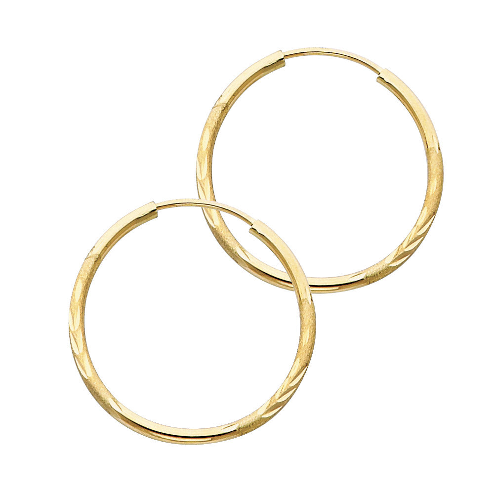 14K Yellow Gold Basic & Fancy Hoop Earring - ER148