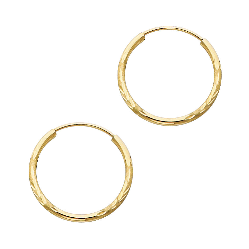 14K Yellow Gold Basic & Fancy Hoop Earring - ER149