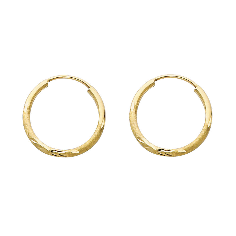 14K Yellow Gold Basic & Fancy Hoop Earring - ER150