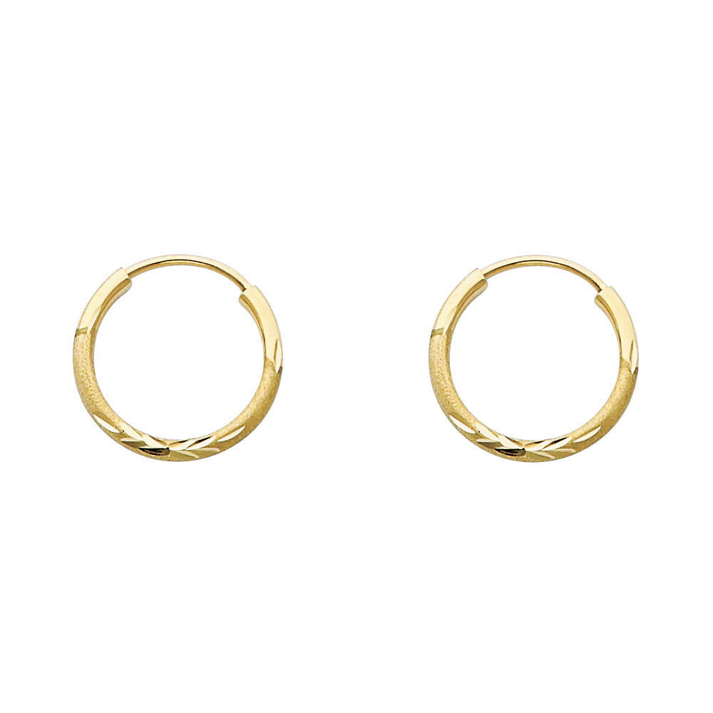 14K Yellow Gold Basic & Fancy Hoop Earring - ER151