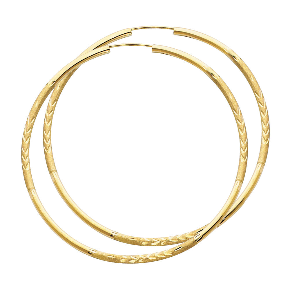 14K Yellow Gold Basic & Fancy Hoop Earring 2mm - ER152