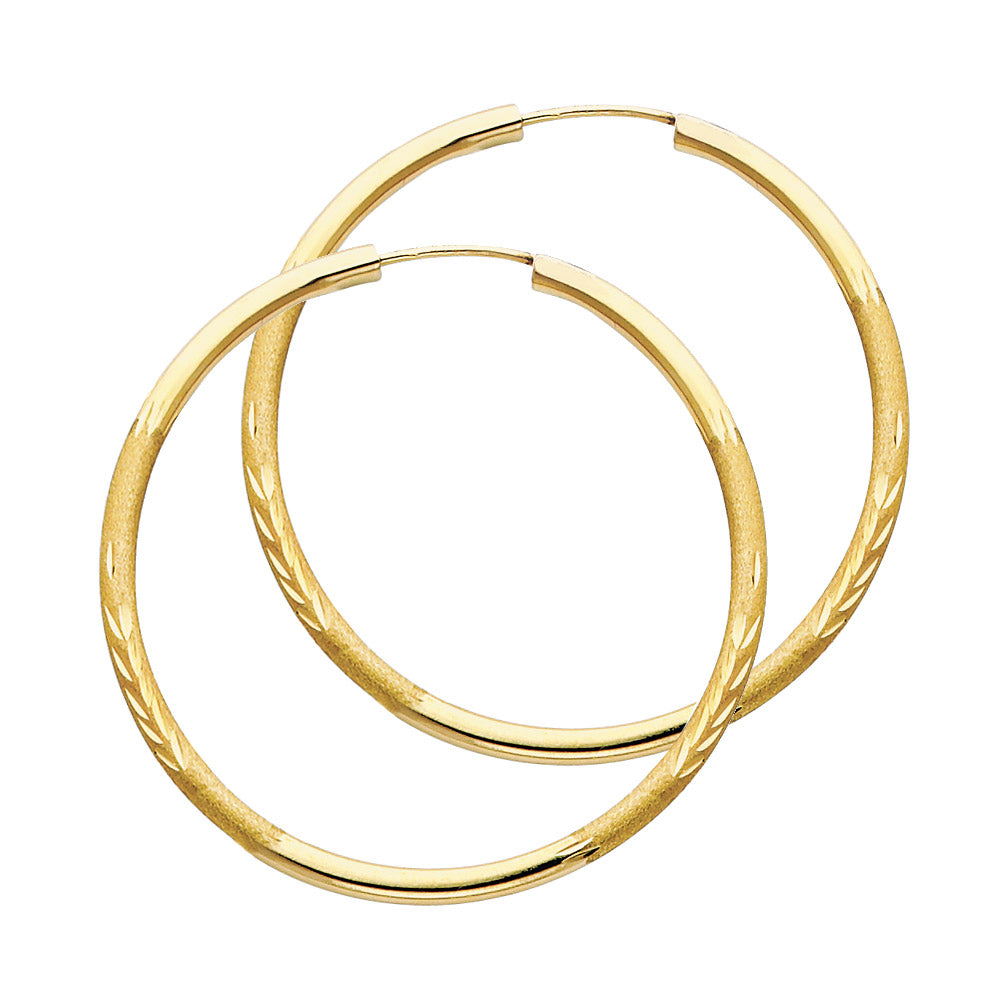 14K Yellow Gold Basic & Fancy Hoop Earring - ER154