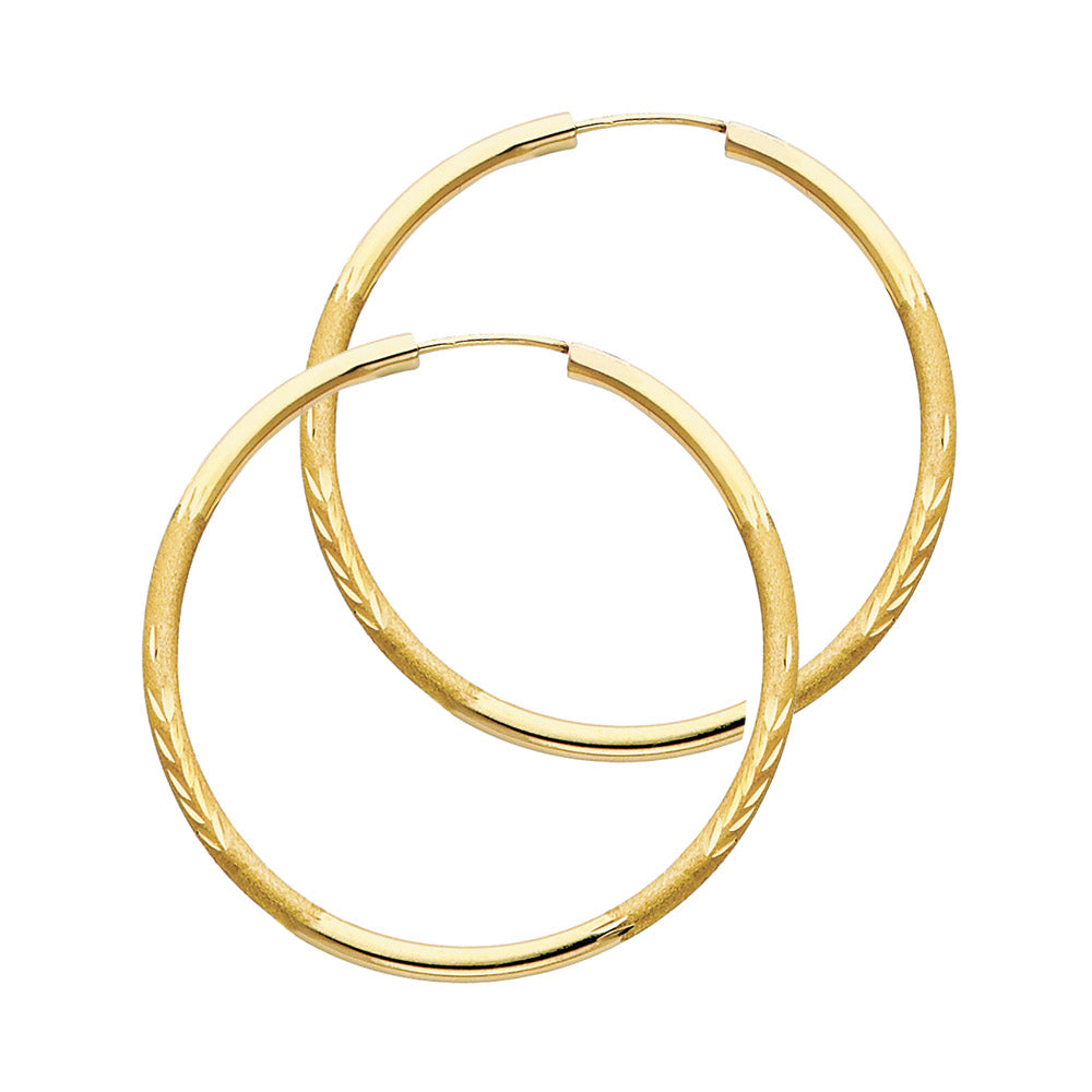 14K Yellow Gold Basic & Fancy Hoop Earring - ER155