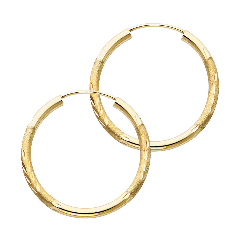 14K Yellow Gold Basic & Fancy Hoop Earring - ER156