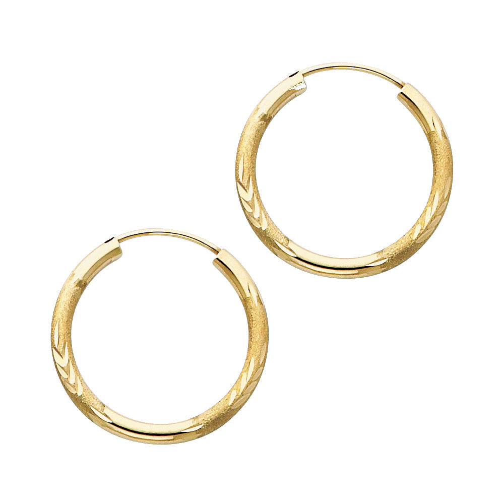 14K Yellow Gold Basic & Fancy Hoop Earring - ER157