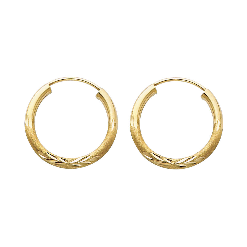 14K Yellow Gold Basic & Fancy Hoop Earring 2mm - ER158