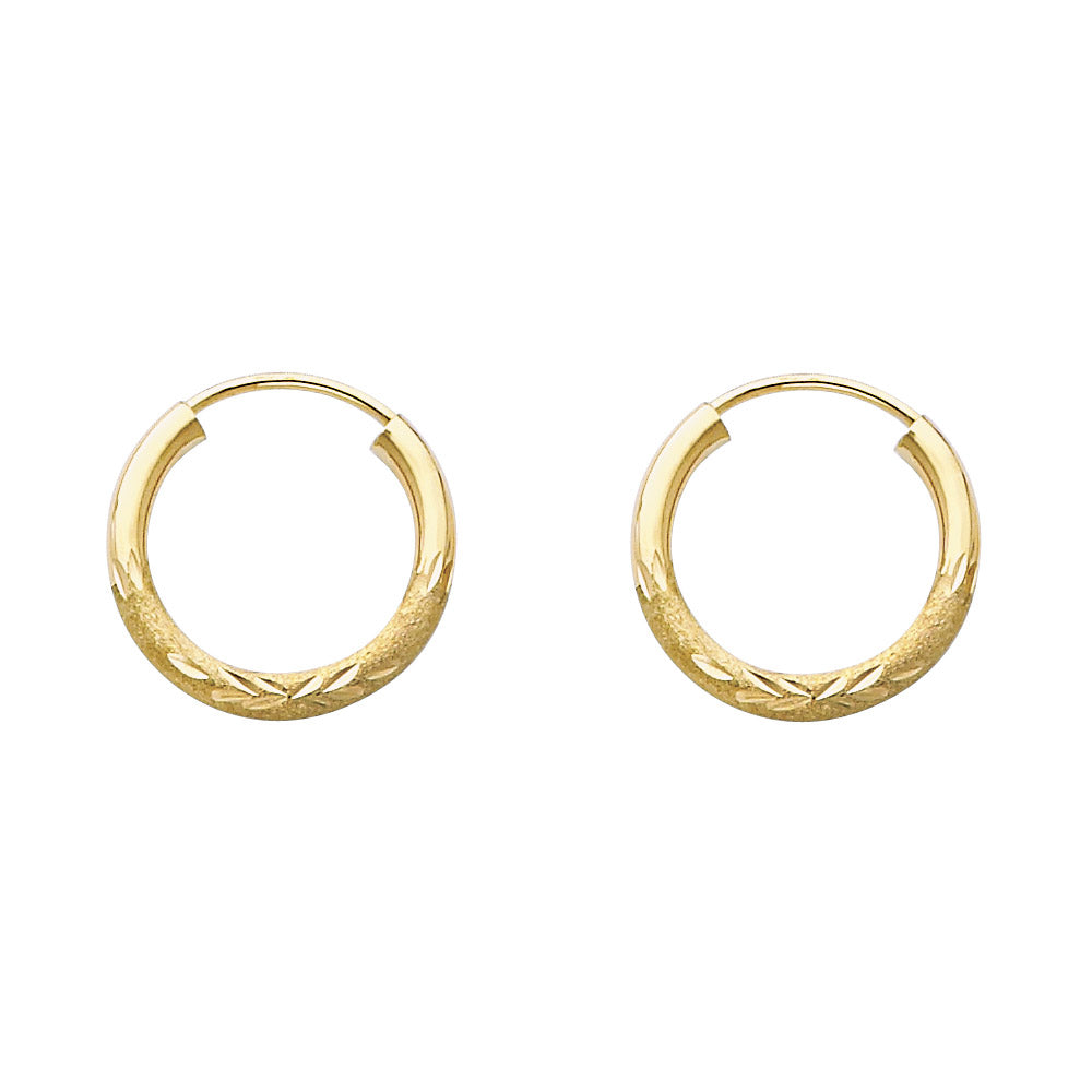 14K Yellow Gold Basic & Fancy Hoop Earring 2mm - ER159