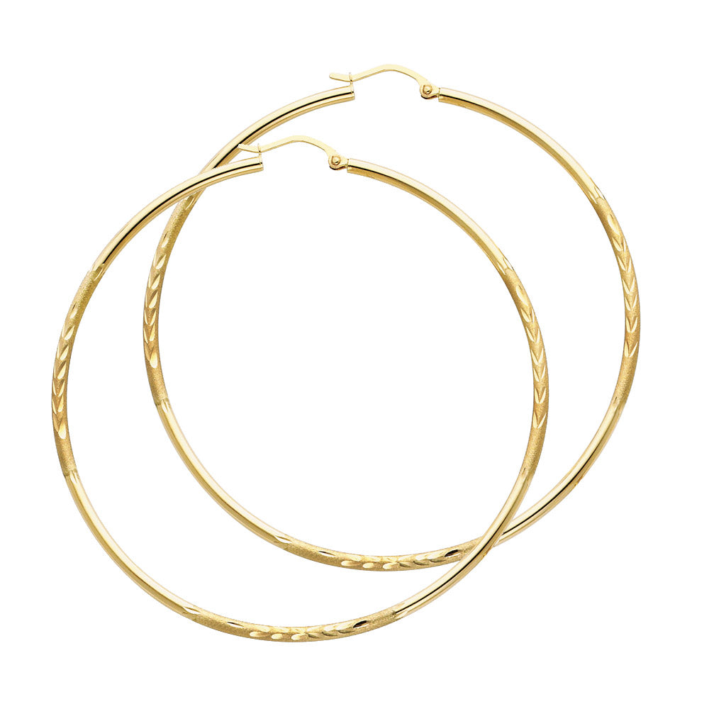14K Yellow Gold Basic & Fancy Hoop Earring - ER160